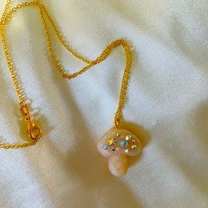 Mushrooms necklace champagne color with Swarovski crystal